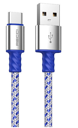 كابل USB من النوع C Recci 3A شحن سريع
